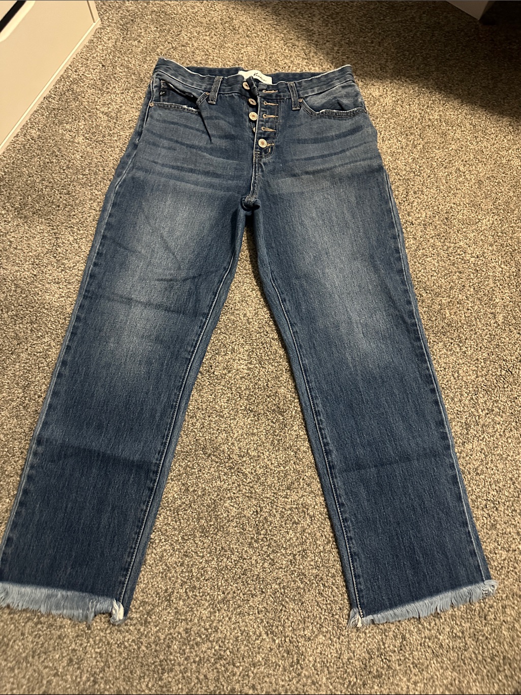 High-Rise Button-Fly Women’s Straight Jeans - Blue